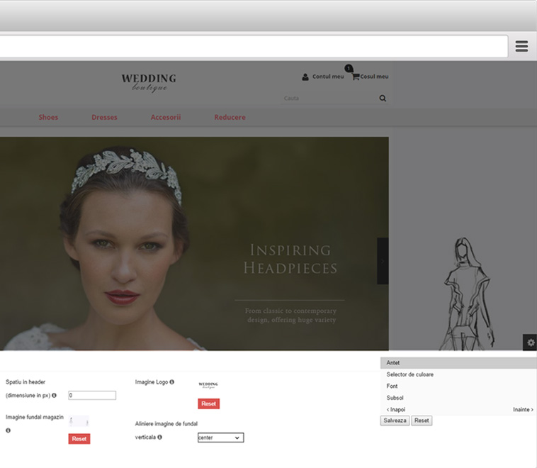 Editare design tema direct din magazin