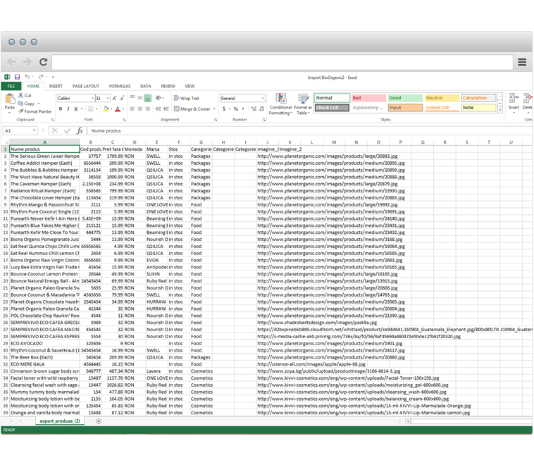 Import si Export produse din fisiere tip CSV, XML
