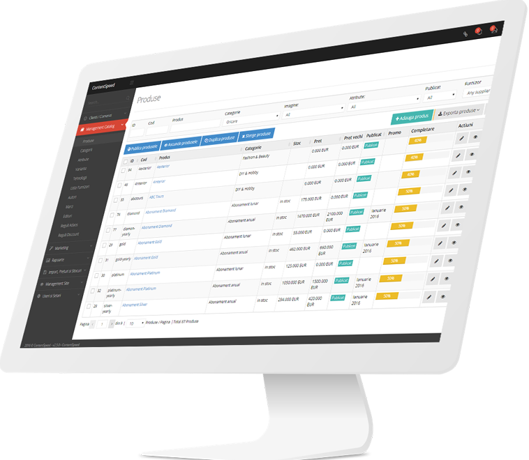 Atribute multiple pentru fiecare produs