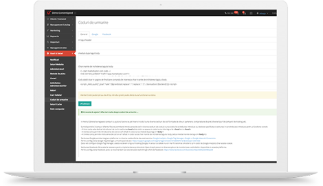 Coduri de urmarire in header, body si in finalizare comanda